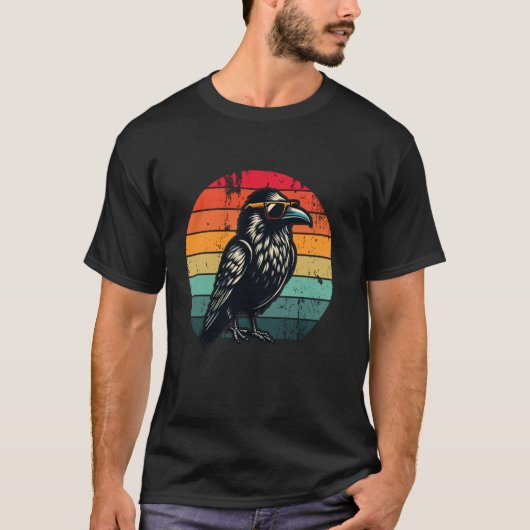 T-shirt Corbeau corbeau en lunettes de soleil Hommes Femme (Devant)