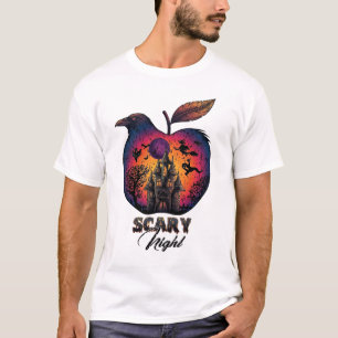 T-shirt Corbeau de nuit effrayant Apple Château hanté Spoo