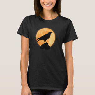 T-shirt Corbeau Devant La Lune Mystérieux Corbeau Oiseau