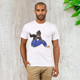 T-shirt Corbeau en salopette bleue