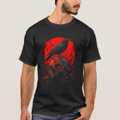 T-shirt Corbeau gothique noir crâne Lune rouge Corbeau (Devant)
