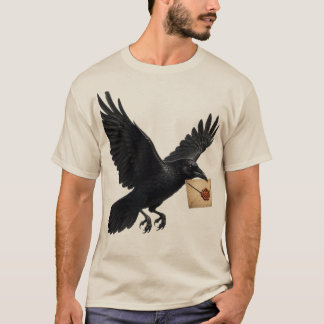 T-shirt Corbeau messager gothique avec enveloppe vintage e