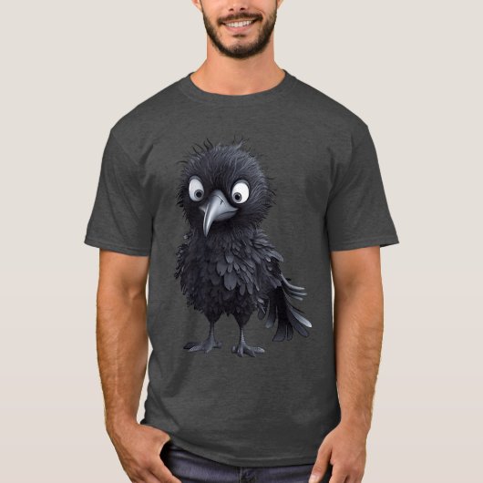 T-shirt Corbeau Noir Graphisme Oiseau Pour Enfants Gothiqu (Devant)