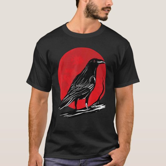 T-shirt Corbeau noir Occulte Japon Corbeau gothique Oiseau (Devant)