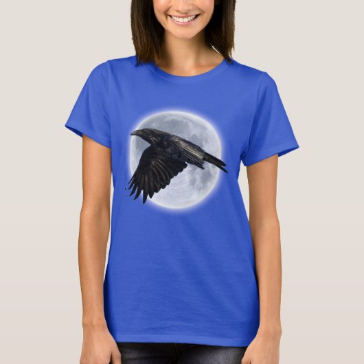 T-shirt Corbeau noir volant et Pleine lune (Devant)
