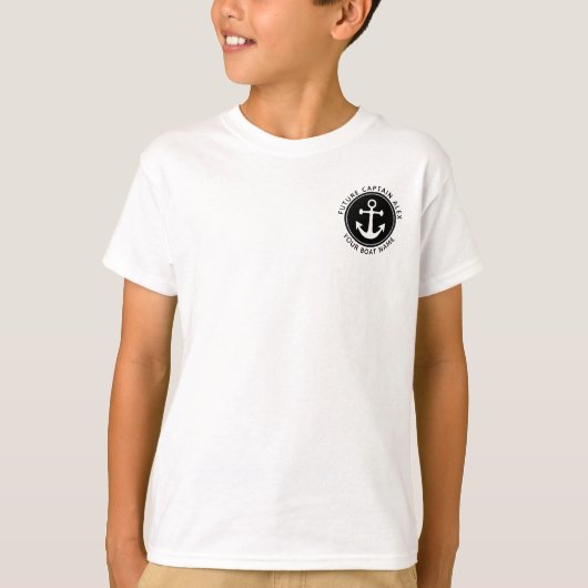 T-shirt Corde d'Ancre nautique noir Nom du bateau personna (Devant)