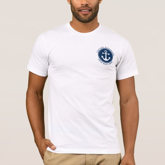 T-shirt Corde d'Ancres nautiques Marine Custom Capitaine N (Devant)