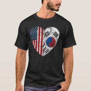 T-shirt Corée du Sud Coeur du drapeau américain coréen Éta
