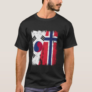T-shirt Corée du Sud Norvège demi-drapeau Corée du Sud Nor