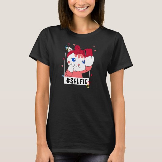T-shirt Coréen amour mignon chat (Devant)