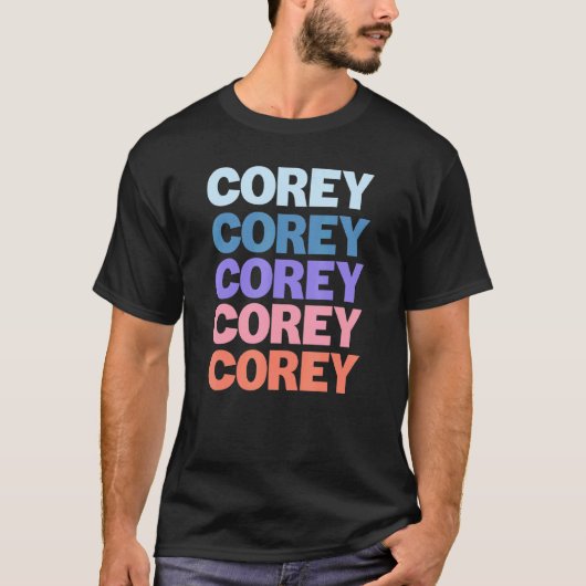 T-shirt Corey de texte répété moderne (Devant)