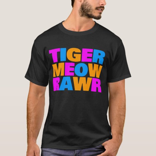 T-shirt COREY TIGER 80's MULTI MEOW RAWR (Devant)