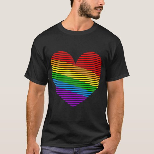 T-shirt Corey Tiger 80s Rainbow Stripe Coeur Chemise (Devant)