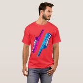 T-shirt Corey Tiger 80's Retro Keytar rose & bleu (Devant entier)