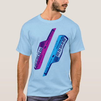 T-shirt Corey Tiger 80's Vintage Keytar rose & bleu