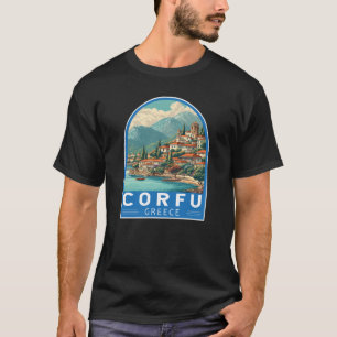 T-shirt Corfou Grèce Voyage Emblème d'art
