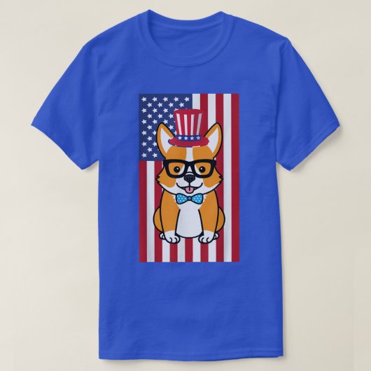 T-shirt Corgi 4 juillet Drapeau Américain Chien Chien Corg (Design devant)