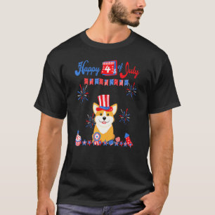 T-shirt Corgi 4 juillet Pembroke Welsh Corgi Indépendance