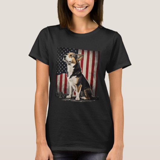 T-shirt Corgi 4th of July Dog American Flag (Devant)