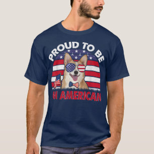 T-shirt Corgi American Proud Funny American Flag migre Chi
