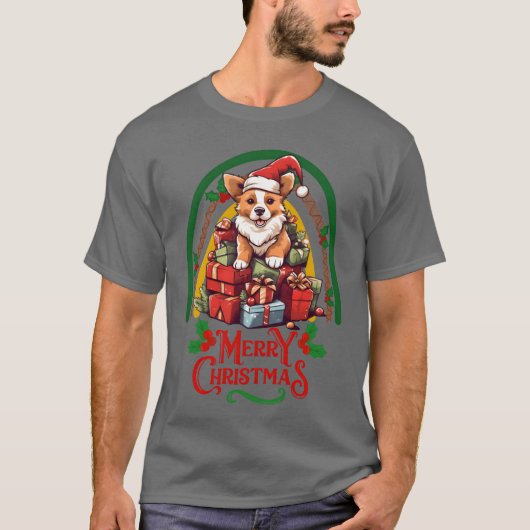 T-shirt Corgi, amis de Noël (Devant)