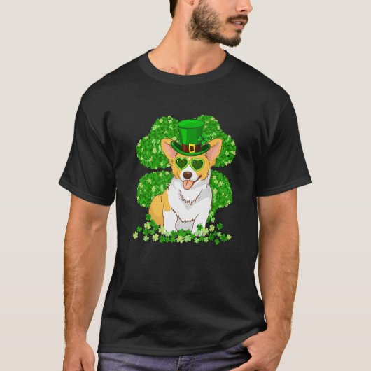 T-shirt Corgi Amoureux des chiens St Patrick's Day Shamroc (Devant)