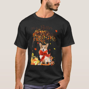 T-shirt Corgi arbre de l'érable Jour de l'Action de grâce