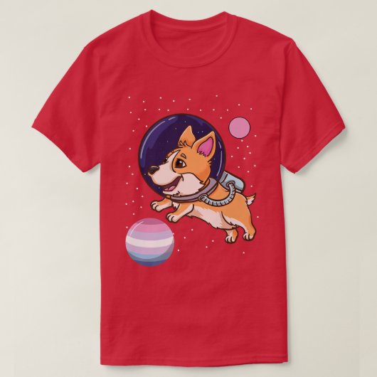 T-shirt Corgi Astronaut Bigender Pride-233 (Design devant)