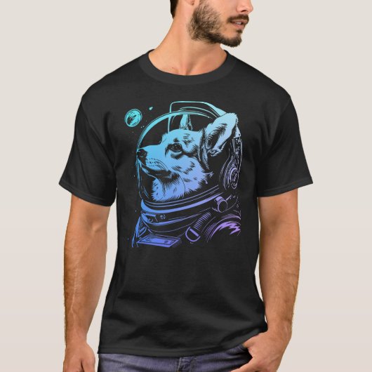 T-shirt Corgi Astronaut Funny Cute Dog Space Suit (Devant)