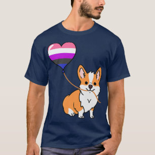 T-shirt Corgi avec ballon de fierté genderfluid-659
