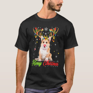 T-shirt Corgi avec bois Joyeux Noël Xmas