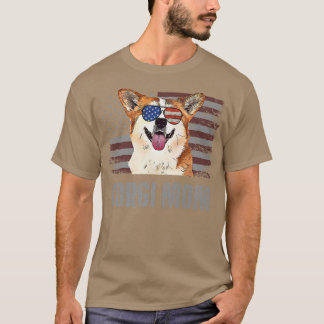 T-shirt Corgi Best Dog Maman Jamais Retro American Drapeau