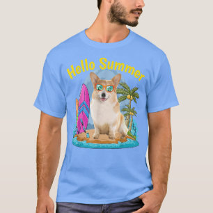 T-shirt Corgi Bonjour Amoureux des chiens été vacances 202