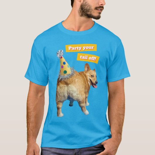 T-shirt Corgi Butt Birthday Hat (Devant)