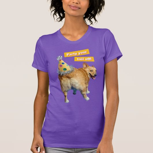 T-shirt Corgi Butt Birthday Hat (Devant)