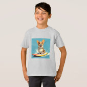 T-shirt Corgi Chien à Planche de Surf (Devant entier)