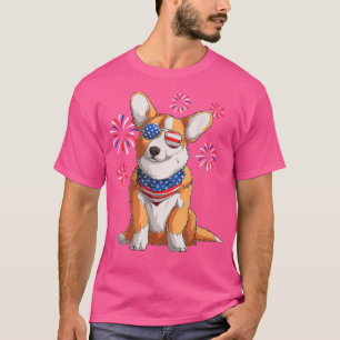 T-shirt Corgi Chien américain Drapeau 4 juillet Hommes Cor