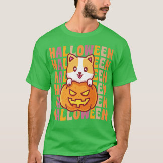 T-shirt Corgi Chien Citrouille des les années 70 80s Retro