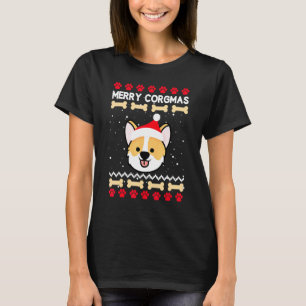 T-shirt Corgi Chien de Noël Chapeau de Père Noël Xmas Moch