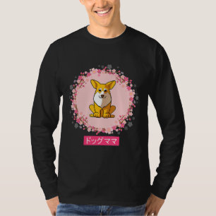 T-shirt Corgi Chien Japonais Fleur de fleurs de cerisier