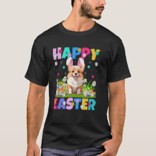 T-shirt Corgi Chien Joyeuses Pâques Chasse aux œufs Lapin