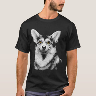 T-shirt Corgi Chien Ligne Animale Minimale Art Réaliste Mo