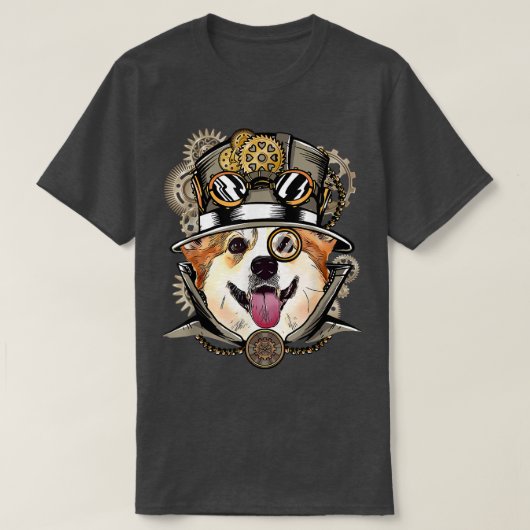 T-shirt Corgi Chien médiéval victorien gothique Steampunk (Design devant)