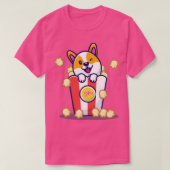 T-shirt Corgi Chien mignon Avec Popcorn (Design devant)