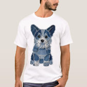 T-shirt Corgi Chien Patchwork en Denim (Devant)