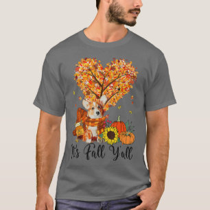T-shirt Corgi Chien Sa Tombe Yall Citrouille Épice Feuille