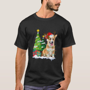 T-shirt Corgi Chien Santa Hat Reindee lumières de Noël