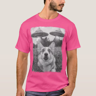 T-shirt Corgi Chien Ufo Alien Selfie Extraterrestre