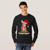 T-shirt Corgi Chien Xmas Éclairage Santa Chapeau Corgi Noë (Devant entier)