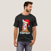 T-shirt Corgi Chien Xmas Éclairage Santa Chapeau Corgi Noë (Devant entier)